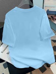 2026 New Spring Short Sleeve Crew Neck T-Shirt With Casual Spanish Style Cat Print, Summer White - 軍綠色 - 查看 2
