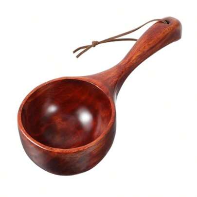 Bath Salt Scoop: Wooden Kitchen Scoop For Rice, Flour, Canisters, Soup Serving Stirring 8 Inch Round Solid Wood Water-Resistant Scoop In Natural Brown