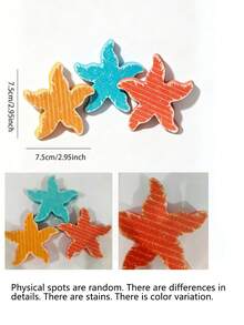 3件套木制海星装饰品，2.95英寸迷你彩色星形独立式桌面摆件，适合夏威夷主题派对、生日派对、家居卧室客厅、夏季派对、海滩主题活动等场合，桌面立式装饰。 - A - 查看 8