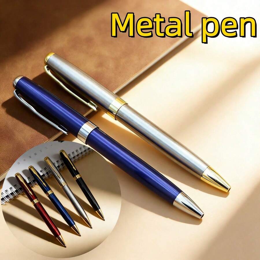 Bolígrafo de metal premium, adecuado para finanzas, oficina, estudiantes, tinta azul, punta media (0.7mm), bolígrafo para firmas de oficina - 148P - Ver 1