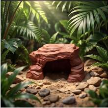3D打印PLA沙漠洞穴爬虫宠物藏身处，适用于狮头守宫、豹纹守宫等，底部需用胶水固定或用沙子/石头加重以防止漂移，可作为饲养箱装饰，为爬行动物提供舒适的家。 - 紅棕色 - 查看 5