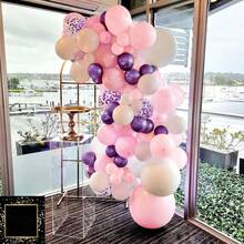 Palloncini rosa e viola, 30 pezzi da 10 pollici palloncini in lattice rosa e bianco, palloncini in alluminio metallizzato viola con paillettes per decorazioni di feste di compleanno, baby shower, matrimonio, anniversario, festival e servizi fotografici - 18 YEARS - Visualizzare 5