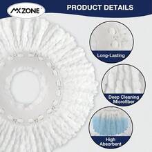Spin Mop 360 Spin Mop Systems, Microfiber Spin Mop Round Shape Standard Universal Size Magic Mop Refill, 3 Pack - 3個裝(1包) - 查看 4