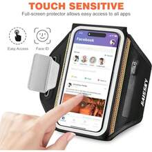 pulsera de teléfono para correr con diseño 3D y bolsillo con cierre para auriculares y llaves de coche, resistente al agua para iPhone 15, 14, 13, 12, 11 Pro Max hasta 6.9 pulgadas - como en la imagen - Ver 6