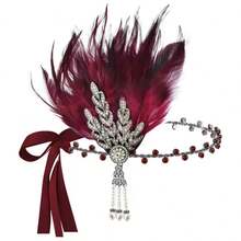 1pc Vintage 1920s Style Feather Rhinestone Headband - Made Of Alloy Material, Women's Hair Accessory, Suitable For Elegant Occasions, Also A Unique Gift - Multicolor - View 21