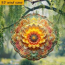 1 pieza Flor colorida en 3D que florece, de 25,5 cm/10 in * 25,5 cm/10 in con gancho giratorio, juego de giro creativo DIY de 360°, rotación impulsada por el viento, fácil instalación, adecuado para regalos de Navidad, Halloween y otras festividades (colgante no incluido), estilo aleatorio - A - Ver 3