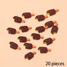 10/20 piezas Lindos encantos de helado de resina, mini decoraciones planas y redondeadas de helado falso, adecuadas para manualidades DIY y scrapbooking - Multicolor - Ver 14