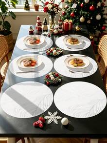 6/120pcs, Gold Round Leaf PVC Placemats, Waterproof & Oil-Resistant Tabletop Decor Mats, Washable Tableware Mats, Non-Slip & Odorless Western Dining Mats, Suitable For Restaurants, Cafes, Homestays, Perfect For Holidays, Parties, Gatherings, Birthdays, Weddings, Dinner Parties - Multicolor - View 10