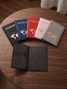 Multifunctional PU Leather Passport Holder, Waterproof Travel Wallet With Card Slots, Lightweight Document Organizer, Anti-Lost ID & Bank Card Protector, Minimalist Business/Travel Passport Cover, Large Capacity Couple Passport Holder - Multi-color B Style - View 2