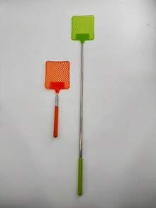 6/3/1pc Durable Fly Swatters, Manual Plastic Fly Swat With Long Handle, Effective For Indoor & Outdoor Pest Control (Assorted Colors) - Retractable - View 2