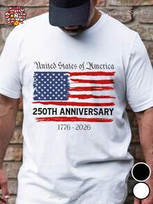 USA 250th Anniversary Shirt, 1776 2026 Patriotic Tee, United States Bicentennial Shirt, American Flag Shirt July 4th Gift, Celebration Costumes, 100% Cotton, Gifts For Family And Friends, Suitable For All Seasons, Comfortable Material - 白色 - 查看 8