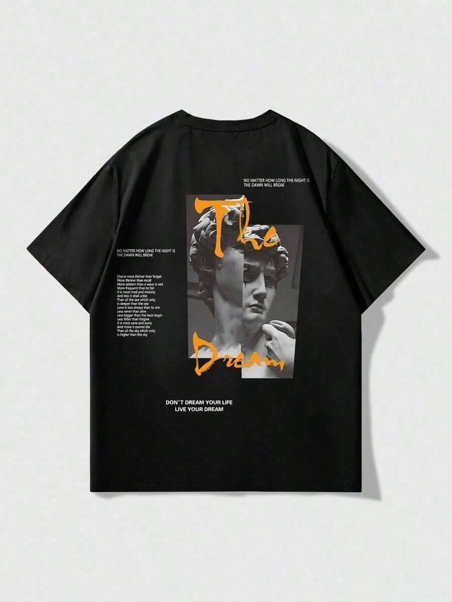Esta camiseta informal de manga corta para mujer, de cuello redondo, en blanco y negro, presenta estampados de dibujos animados, letras y animales, ideal para el verano, la playa y las vacaciones. Confeccionada con tejido 100% algodón puro de 200 g, esta camiseta de manga corta de alta calidad es suave y cómoda, convirtiéndola en una prenda esencial para el día a día. - Negro - Ver 1