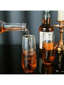 Bộ 5/1 ly sâm panh không quai, viền vàng, ly cocktail trong suốt, chống vỡ, lý tưởng cho các buổi tụ họp, đám cưới, sinh nhật, dã ngoại mùa xuân, tiệc mùa hè. - Nhiều màu - Xem 10