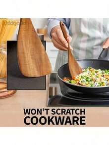 7/1 Juego de utensilios de cocina de boxwood natural de alta calidad, que incluye espátula, colador de arroz, cucharón de sopa, colador y cuchara de cocina, espátula para la cocina, regalo de Navidad - Color de madera natural - Ver 5