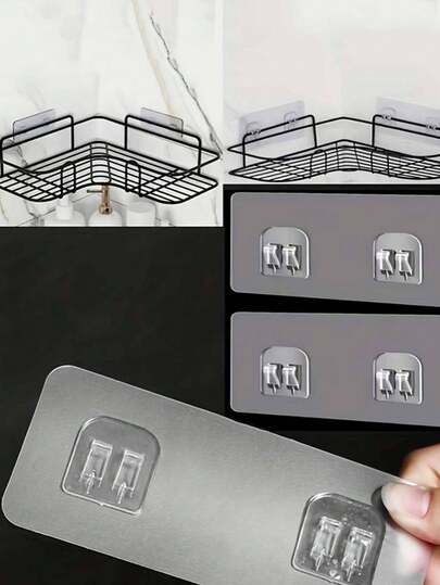 Double-Claw Transparent, Traceless, Strong, No-Drill Adhesive Wall Hooks; Suitable For Home Decoration, Bathroom Decoration, Bedroom Decoration, Office Desk Accessories, Key Custodians, Bathroom And Kitchen Storage Rack Hooks; His Comments On Where His Bag Is Hung; Bag Ornaments And Clothes Racks.