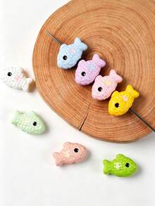 10/20 hạt cườm hình cá nhỏ hoạt hình, có lỗ dọc, làm vòng tay, dây buộc tóc, bông tai bằng acrylic. Phụ kiện trang sức tự làm. - Cá nhiều màu - Xem 3