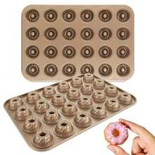 12/24 Cavity Mini Fluted Donut Cake Mold, Non-Stick Carbon Steel Cake Mold, Mini Pound Cake Mold, Suitable For Cupcakes, Donuts, Cornbread, Brownies, Jelly - Gold - View 2