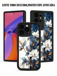 1 Piece Phone Case With A Design Of White Magnolias On A Blue And White Background, Artistic And Elegant Style, Soft TPU, Full Impact And Anti-Slip Protection, Compatible With IPhone 17 ProMax/16/15/14/13/12/11/Plus/Pro/ProMax, Compatible With Galaxy A34/A35/A54/A55, Galaxy S20/S21/S22/S23/S24/S25 Ultra/Plus, Compatible With Galaxy//Honor// - 黑色 - 查看 9