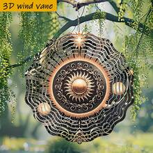 1个3D星光闪耀金色太阳,10英寸*10英寸,带旋转挂钩,360° DIY创意风车,风力驱动旋转,安装简便,适用于圣诞节、万圣节及各种节日送礼场合(不含吊坠),款式随机。 - A - 查看 10