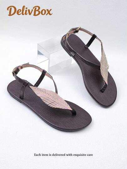 Girl's Flat Thong Sandals, Non-Slip Wear-Resistant Daily Beach Shoes