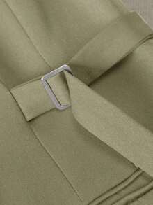 Chaqueta de traje de mujer con doble botonadura y cordones en color marrón, abrigo delgado y de longitud media para ir al trabajo, tela suave y elegante, prenda exterior casual elegante para mujeres de 25 a 45 años en primavera - Tarjeta Verde - Ver 8