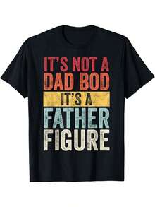 Casual T-Shirts, 's Day Gifts, "NOT A FIGURE, HE'S A PATERNAL FIGURE" - Retro - Typography - - Soft Casual Short Sleeve Print In 220gsm Pure Cotton - 白色 - 查看 7