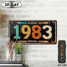 2D 平面 - [2D 平面] 2D 平面，1 件复古金属装饰牌匾（12 英寸 x 6 英寸），1983 年经典复古年份装饰牌匾，装饰牌匾，户外标牌和墙饰，适用于客厅、入口、休闲区 - A - 查看 6