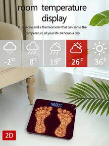 1 pieza Báscula electrónica con pantalla LED, báscula de baño con huella plana 2D, plataforma de pesaje decorativa - Adecuada para uso a largo plazo, satisface las necesidades de pesaje en el hogar, regalo de Navidad, Año Nuevo y Día de San Valentín, utiliza pilas AAA (pilas no incluidas) - Multicolor - Ver 6