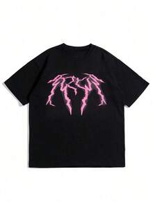 Hombres Camiseta con estampado de dibujo - Negro - Ver 1