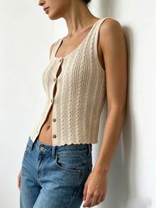 Áo khoác cardigan dệt kim thời trang đa năng dành cho nữ, thích hợp mặc hàng ngày đi làm, có thể mặc trong hoặc ngoài, mùa xuân/hè. - Màu be - Xem 6