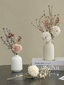 1/2/60件人造菊花花束 - 仿真乾燥花球設計 - 適合辦公室、花瓶、居家、桌面裝飾、訂婚與婚禮裝飾 - 咖啡粉 - 查看 6