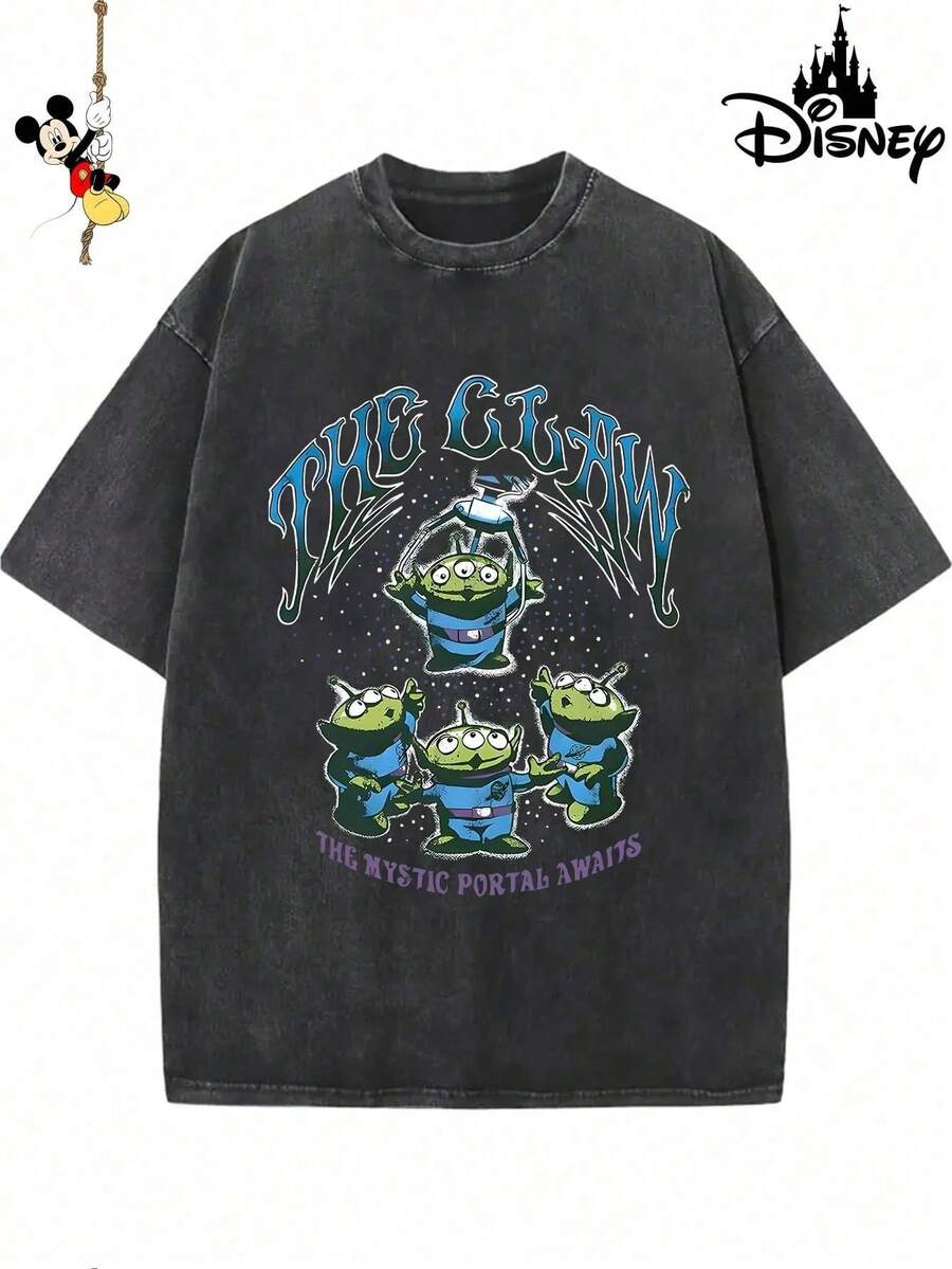 Disney Men's Toy Story Aliens "The Claw" Mystic Portal Vintage Washed T-Shirt - màu đen - Xem 1