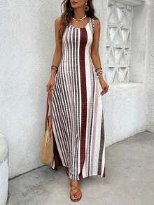 YHHBreezaya Vestido casual sin mangas con cuello redondo y bolsillos a rayas para mujerYHH - Púrpura malva - Ver 7