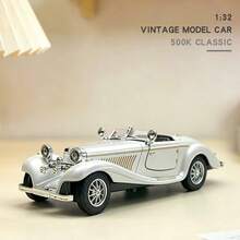 Modelo de coche clásico vintage 500K a escala 1:32, réplica de vehículo en miniatura con mecanismo de retroceso, para colección, regalo para niños - Blanco 500k - Ver 3
