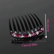 1 buah Sisir Rambut 9 Gigi Premium Bertabur Berlian Imitasi, Jepit Rambut Poni, Aksesori Rambut, Festival, Pesta - Dusty Blue - View 2