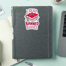 1PC Book Lover Vinyl Sticker, Waterproof Durable Red And Pink Book Stack Decal With Chain And Lock Illustration For Laptop, Water Bottle, Notebook, Journal, Phone Case, Luggage, Planner Cover, Library Cart Decor, Reading Theme Gift And Cute Literacy Style - S2018 - View 4