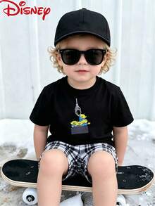 Disney Official Licensed Baby Boys Tops, Short-Sleeved T-Shirt, Toy Story Alien Claw Machine Pattern Printing, Summer Breathable Comfortable Short Sleeves, Kids Cartoon Casual T-Shirt - Black - View 2
