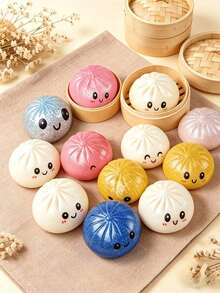 2/4/16Pcs Cute Steamed Bun Dumpling Squishy Toy, Soft Slow Rebound Stress Ball, Transformable Simulation Bread Model, Handcrafted Decompression Squishy Toy, Anxiety Relief Relaxation Ornament, Ideal Office Desktop Gift, Suitable For Christmas, Halloween, Thanksgiving, Birthday Party Gifting For Family & Friends, Comes With Matching Steamer Basket - Nặn thành những chiếc bánh nhỏ (màu ngẫu nhiên) - Xem 5