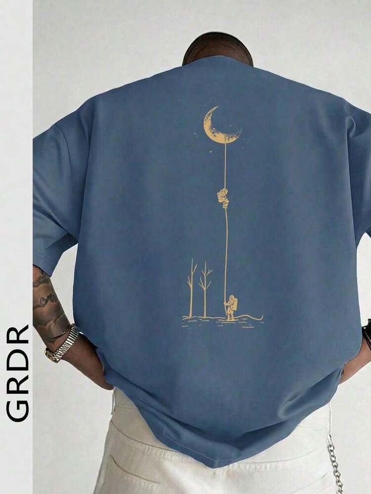 Men's GRDR Fashion Print Loose Fit Short Sleeve T-Shirt | Exquisite Design | Summer Essential | Easy To Match, Showcasing Your Style - Pink - View 12