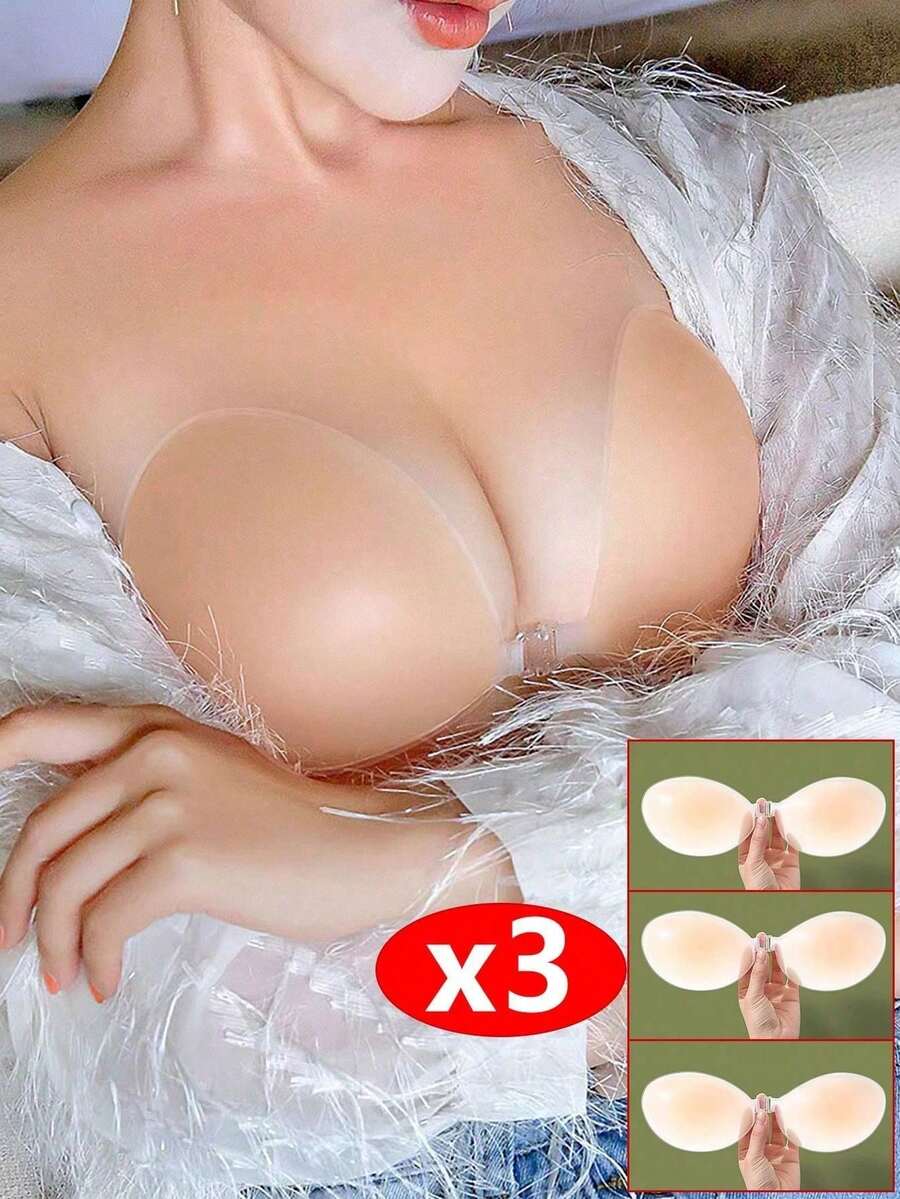 3 Cặp Áo Ngực Không Dây Vô Hình Bằng Silicone - Miếng Đệm Nâng Ngực Không Lưng, Có Thể Tái Sử Dụng, Dán Được Cho Phụ Nữ