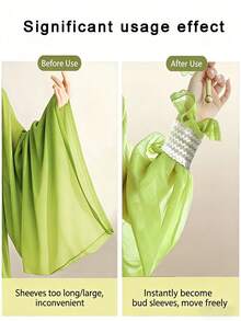 Bộ 2 chiếc kẹp giữ cổ tay áo chống trượt, kẹp cố định cổ tay áo co giãn, dây thun điều chỉnh chống trượt cổ tay áo sơ mi, dụng cụ giữ vị trí tay áo, phụ kiện quần áo đa chức năng, dây thun tay áo sơ mi công sở, phụ kiện tay áo Hanfu/Lolita, điểm nhấn trang phục hàng ngày, tăng thêm vẻ đẹp cho ảnh, dụng cụ siết chặt cổ tay áo cho nam và nữ - Cổ tay áo ren xếp ly - Xem 2