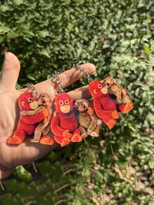 2D Flat Acrylic Hugging Monkey Keychain, Not 3D Stereoscopic, Cute Cartoon Design, Warm Embracing Shape, Can Be Used As Bag/Keychain/Backpack Charm, Lightweight Acrylic Material, Anti-Fading, A Small Gift For Friends, Girlfriends, Couples, Cute Daily Accessory - Multicolor - View 3