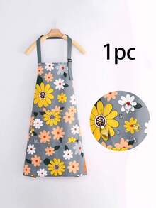 1 pieza Delantal sin mangas floral verde único e impermeable - Poliéster duradero, correa ajustable para el cuello, adecuado para la cocina y el jardín - Girasoles - Ver 9