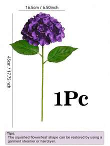 6 pièces Bouquet d'hortensias artificiels de grande taille de 20 cm, violet, fleurs de haute qualité et réalistes, diamètre de 63,5 cm, convient pour les paniers de mariage DIY, les bouquets de mariée, les fêtes d'anniversaire, la décoration extérieure de la maison, les vacances, également pour la maison, le restaurant, la chambre à coucher, les vacances, les événements du Ramadan, le jardin extérieur, la décoration de printemps, la décoration de bureau - Prune - Voir 12