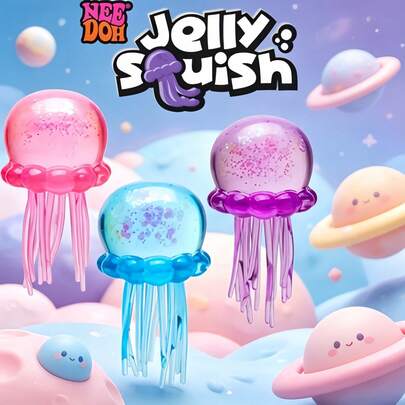 1pc Pink Jellyfish Soft Squeeze Stress Relief Toy - Super Solid Squeezing Sensory Toy Suitable For Anxiety, ADHD, Autism, Soft Stretchable Squeeze Toy For Children And Adults, Popular Stress Relief Gift