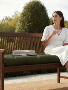 100x45厘米 柔软纤维填充长凳垫，单人座垫（仅底部） - 墨綠色 - View 3