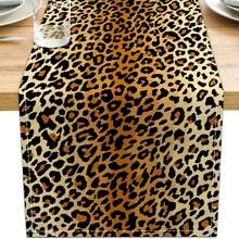Leopard Print Tablecloth, Brown Cheetah Decor Running Decoration, Western Kitchen Dining Table Decor, Farmhouse Style Tablerunner Suitable For Party, Home, Kitchen, Dining Room - Brown - View 13