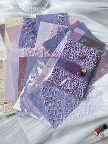 1pack Texture Mixed Material Scrapbook Paper, 26 Sheets Vintage Decorative Material,School Supplies,Back To School - 多色 2 - 查看 3