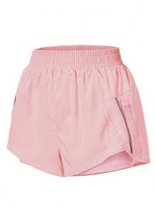 Eassivo Pantalones cortos deportivos con bolsillo con cremallera - Rosa - Ver 11