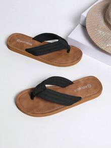 Nouvelles tongs à la mode, sandales minimalistes confortables pour femmes, sandales de plage décontractées antidérapantes à bout ouvert, sandales de plage minimalistes décontractées, chaussures d'été polyvalentes pour femmes en couleur unie, élégantes sandales pour femmes, chaussures confortables pour femmes - Noir - Voir 8